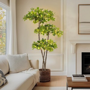 Garvee 5/6FT Faux Black Olive Tree,Fake Olive Tree Artificial Tree with Lights,Faux Trees Indoor with Black Planter and Realistic Leaves for Home - 1 of 4