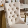SEVOBAL Dining Chairs Set of 2 Modern Tufted Linen Upholstered Chairs with Solid Wood Legs Nailhead Trim for Dining Room, Beige, 25.5"*19.7"*37.4" - 2 of 4