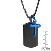 Steeltime 24" two tone black and blue ip stainless steel cross/dog tag pendant - 3 of 4