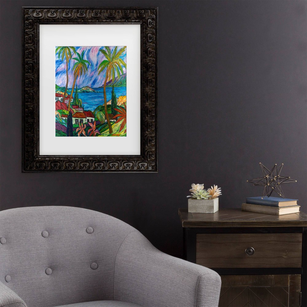 Trademark Fine Art 16"x20" Manor Shadian Tropical Paradise Matted Framed Art Dark Gold