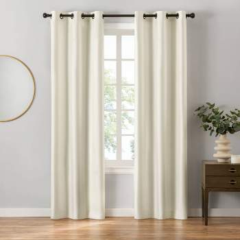 2pk Eclipse Room Darkening Blackout Faux Silk Grommet Curtain Panels Ivory