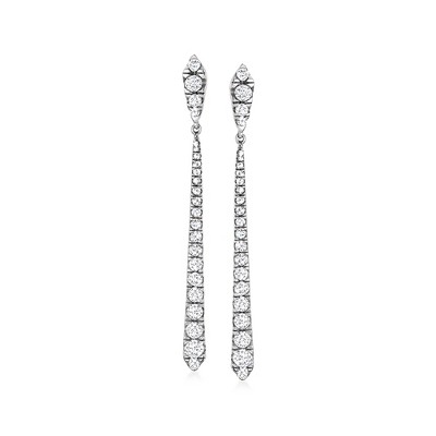 Ross-Simons 1.50 ct. t.w. Diamond Linear Earrings in Sterling Silver