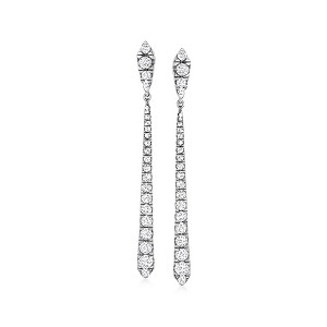 Ross-Simons 1.50 ct. t.w. Diamond Linear Earrings in Sterling Silver - 1 of 4