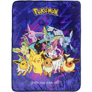 Pokemon Eevee Evolutions Sylveon Umbreon Vaporeon Throw Blanket - 46" x 60" Cozy Soft Fleece Throw Blanket for Bed Couch Multicolored - 1 of 4