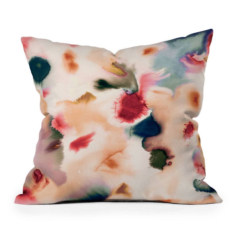 16&#34;x16&#34; Ninola Design Abstract Watercolor Mineral Square Throw Pillow Pink - Deny Designs, 1 of 6