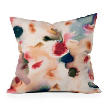 16"x16" Ninola Design Abstract Watercolor Mineral Square Throw Pillow Pink - Deny Designs