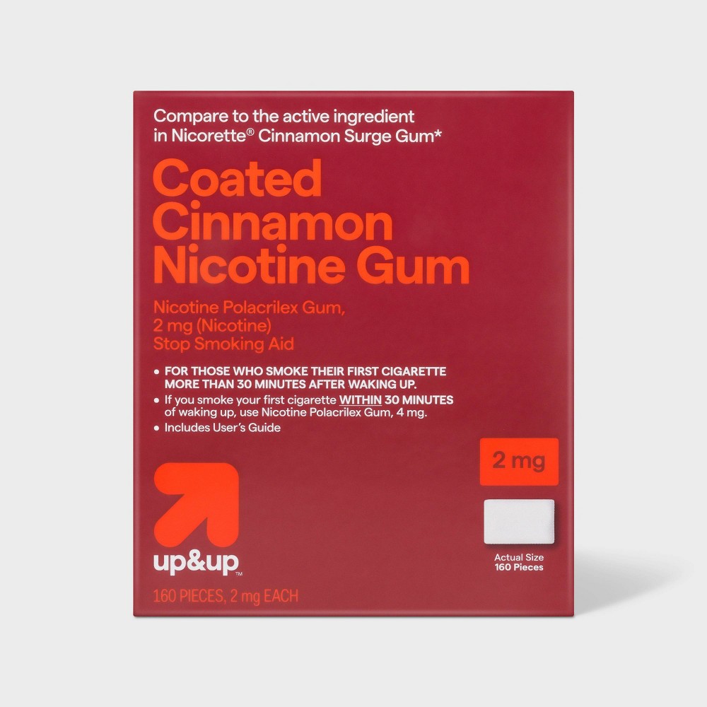 Coated Nicotine 2mg Gum Stop Smoking Aid - Cinnamon - 160ct - up&up™