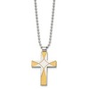 Chisel Stainless Steel Brushed and Yellow IP-plated Cross Pendant on a 22" Ball Chain Necklace - 3 of 4