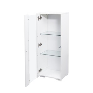 GlasFlength Decorative Storage Cabinets Accent Storage Cabinets with Glass Shelves Wall Storage Shelf for Living Room, White, 15.75"*11.42"*39.37" - 1 of 4