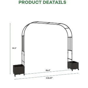 Garden Arch, Metal Garden Arch Trellis with Planter Boxes, Outdoor Archway with Wheels for Climbing Planters - 1 of 4