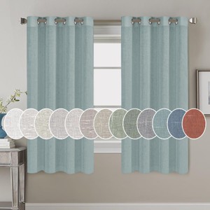 Living Room Linen Curtains Nickel Grommet Energy Saving Light Filtering Semi Sheer Curtain - 1 of 4