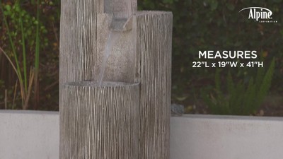Modern 41" Gray Polyresin Three-Tier Column Fountain with LED Light