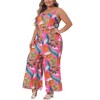 Agnes Orinda Women's Plus Size Floral V Neck Sleeveless Adjustable Spaghetti Strap Boho Wide Leg Jumpsuits - 2 of 4