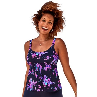 Swimsuits for All Women's Flared Tankini Top (Plus Sizes Available)