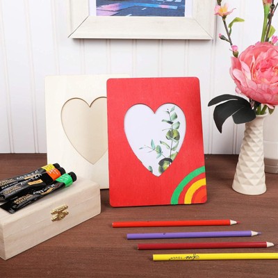 Heart Shaped Unfinished Wood 4x6 Picture Frames, Set of 4