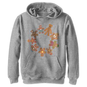 Boy's Marvel Christmas Gingerbread Cookie Circle Pull Over Hoodie