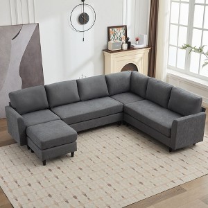Hyleory Modular Comfort Corner Shaped Sectional Sofa,Large 7 Seater Corner Sofa for Living Room, Office, Spacious Space - 1 of 4