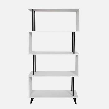 60.5" 5 Tier S Shaped Bookcase White/Black - Danya B.