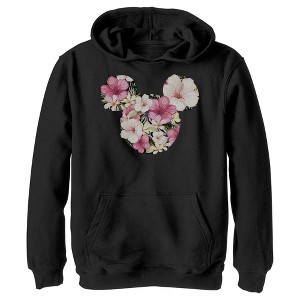Boy's Disney Mickey Mouse Tropical Flower Silhouette Pull Over Hoodie - 1 of 4