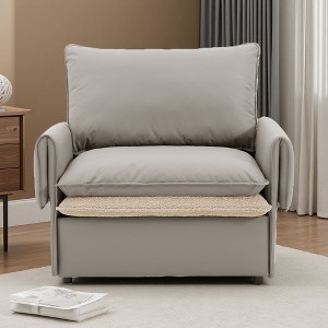 Dual-Sided Fabric & ECO Leather Armchair with Modular Base - 1 of 4
