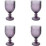 American Atelier Vintage Purple Wine Glasses Set of 4, 12-Ounce Capacity Wine Goblets Vintage Style Glassware, Dishwasher Safe