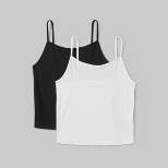 Women's Slim Fit 2pk Bundle Cropped Cami Tank Top - Wild Fable™ White/Black