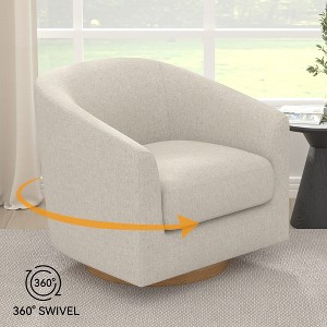 Vipbear Swivel Accent Cahir,Upholstered Modern Barrel-Curved Arm,LinenComfty Sofa Solid Wood Base Reading Bedroom,Club Living Room Chair - 1 of 4