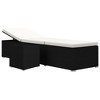 vidaXL Sun Lounger with Cushion and Tea Table Poly Rattan Cream White - 2 of 4