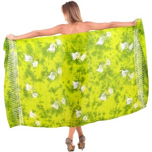 LA LEELA Women's Summer Beach Bikini Wraps Sarong Cover up Wrap Skirt Swimsuit Swimwear Cover Ups Bathing Suit for Womens One Size Green, Fish - 1 of 4