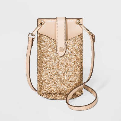 gold glitter crossbody bag