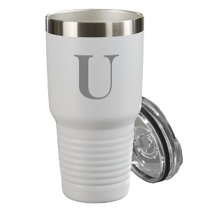 Personalization Mall Personalized Initial Vacuum Insulated Stainless Steel Tumbler, White, 30 oz. - 1 of 1