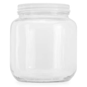Cornucopia Brands 64oz Clear Wide-Mouth Glass Jar, Food Grade w/ Metal Lid; 2 Quart Jar 1/2 Gallon to Make Greek Yogurt/Kefir or Pickles