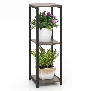 Tangkula 3 Tier Tall Metal Plant Stand Corner Plant Holder w/ Metal Frame - 1 of 4