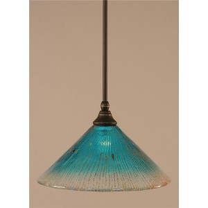 Toltec Lighting Any 1 - Light Pendant in  Dark Granite with 12" Teal Crystal Shade - 1 of 1