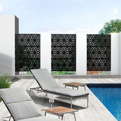 Dovelina Black Metal Freestanding Outdoor Privacy Screen 72" x 47"