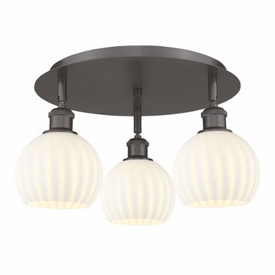 White Venetian - 3 Light Flush Mount In Modern Style-9 Inches Tall and 17.75 Inches Wide