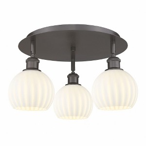 White Venetian - 3 Light Flush Mount In Modern Style-9 Inches Tall and 17.75 Inches Wide - 1 of 1