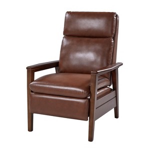 Justus Mid-Century Modern Vegan Leather Solid Wood Recliner|ART OF LIVING DESIGNS - 1 of 4
