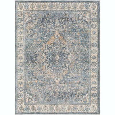Mark & Day Elsmore 7'10"x10'2" Rectangle Washable Woven Indoor Area Rugs Navy Blue: Stain-Resistant, Traditional Decor