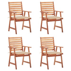 vidaXL Patio Chair Set of 4 Wooden Solid Acacia Wood, Polyester Standard - 1 of 2