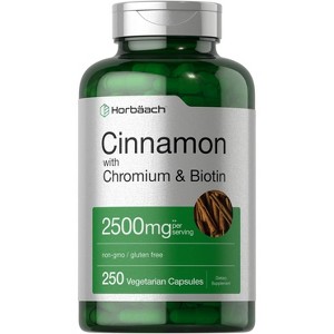 Horbaach Cinnamon Capsules 2500 mg | 250 Count | with Chromium & Biotin - 1 of 4