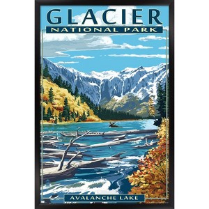 Trends International Lantern Press - Glacier National Park, Avalanche Lake Framed Wall Poster Prints - 1 of 4
