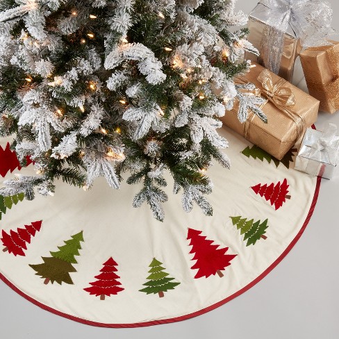 Saro Lifestyle Holiday Pines Embroidered Tree Skirt, 72", Multicolored ...
