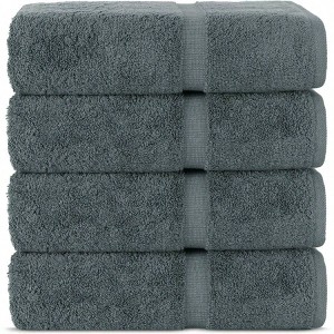 Premium 100 Cotton Towels, Soft Absorbent, 4 - Piece Dark Gray Bath Set Sized 27 By 54 Inches. - 1 of 4
