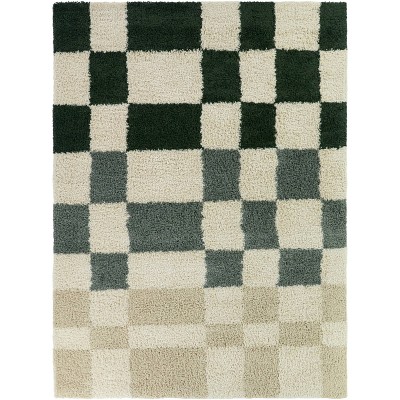 Balta Rugs Abstract Checkered Grid Plush Shag Area Rug