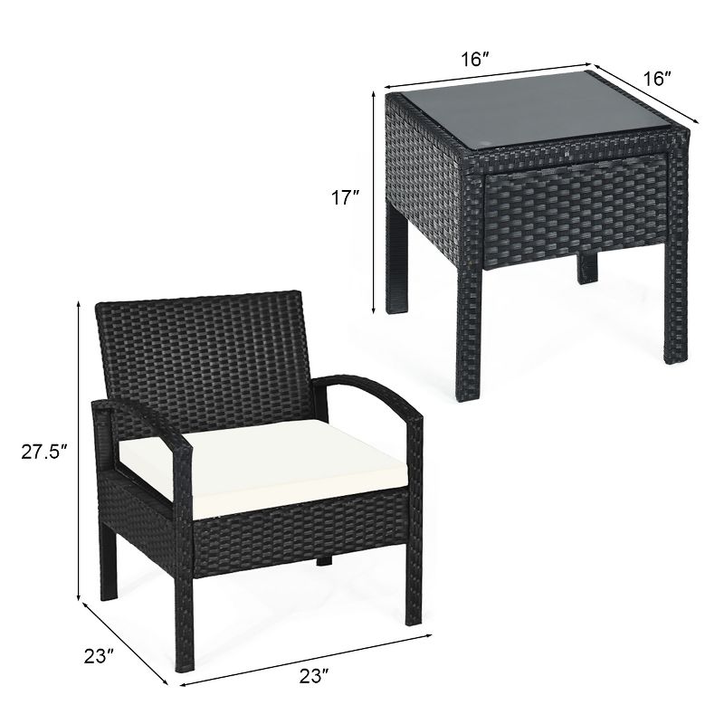 Tangkula Cushioned Outdoor Wicker Rattan Chair Set Patio Furniture Backyard Seat, 3 of 10