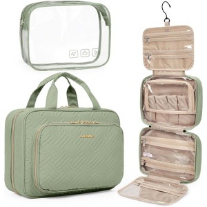 Hanging Toiletry Bag, Travel Makeup Organizer with TSA Approved Transparent Cosmetic Bag for Full-Sized Toiletries - 1 of 4