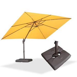 PURPLE LEA Cantilever Patio Umbrella with Base Included Square Umbrella with 360° Rotation and Aluminum Offset Hanging Outdoor Umbrella - 1 of 4