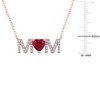 EVERLY JEWELRY | Rose Plated Sterling Silver 1ct TGW Created Ruby and 1/10ct TDW Diamond "MOM" Pendant with Chain, 17 inc - 2 of 4