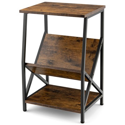 Costway 3-tier Industrial Side End Table With Storage Shelf Heavy